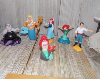 Disney Little Mermaid Figures, Vintage Disney Toys, Cake Toppers, Vtg Toys, Memories, gift, Prop, Daysgonebytreasures  *y