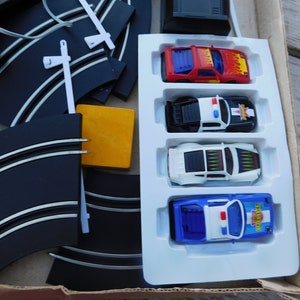 Police Chase Battery Operated Road Race Set, 80s Toys Road Set Toy Race Set Vintage Toys Vintage Toy Cars Memories, Daysgonebytreasures *