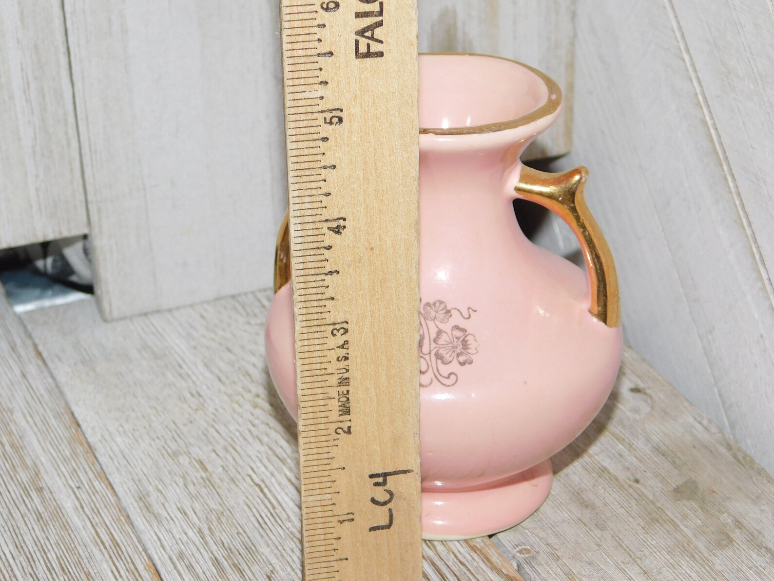 Vintage Small pink an Gold Vase Vase with handle Pottery Etsy