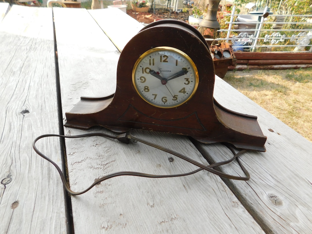Wood Mantel Clock, Vintage Table Clock, Vintage Home Decor, Country ...