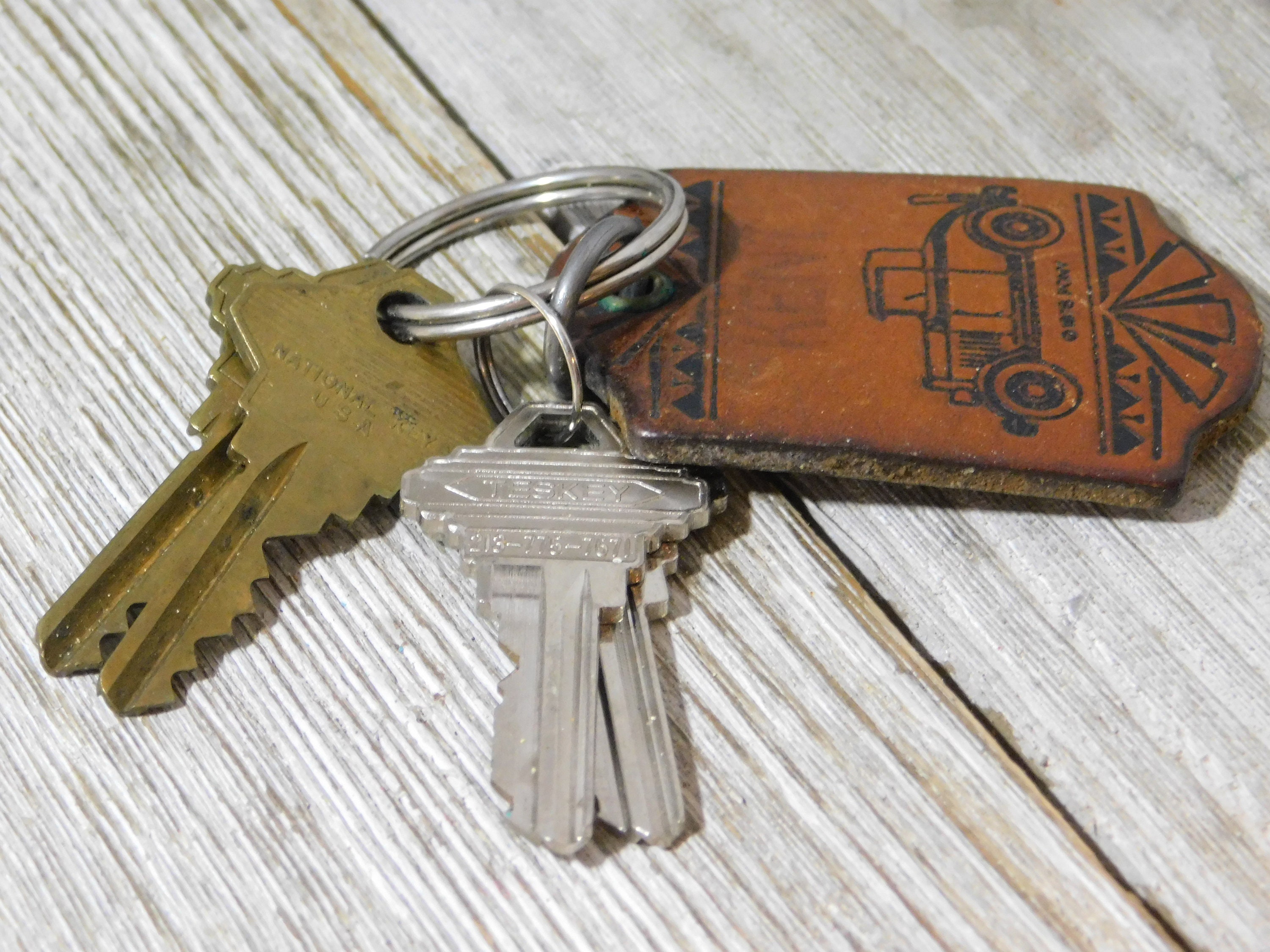 Leather Car Key Ring Vintage key Ring Car Key Ring Gift Etsy
