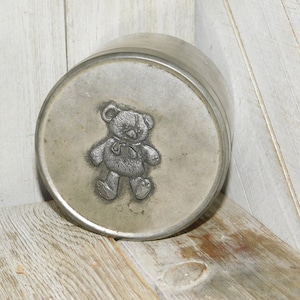 Tin Box, Bear small Tin, Little Round Tin Box, New Baby Gift, Tin Box, Bear, Trinket Box, Gift, Granny Chic, Memories, Daygonebytreasures **