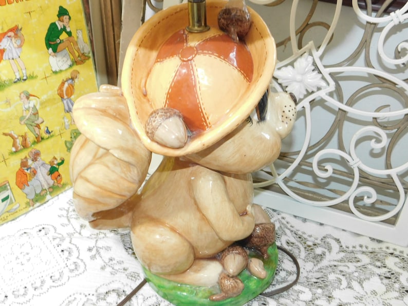 Cabin Decor Squirrel Vintage Lamp Animal Factory Squirrel 77 Child room decor Wild Life Animal Lamp Vintage Table Lamp Country Decor
