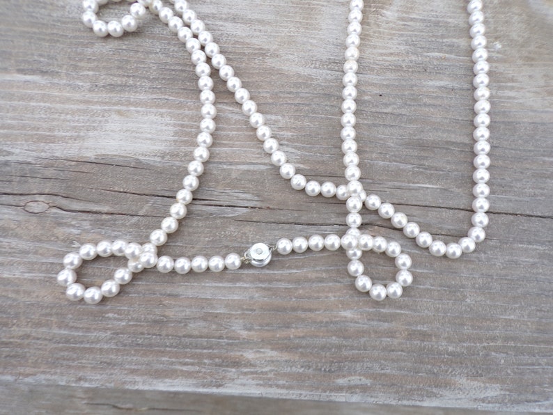 Long White Beaded Necklace, Vtg Bead Necklace, Vtg Jewelry, Women's Jewelry Gift Prop Memories Daysgonebytreasures *y image 1