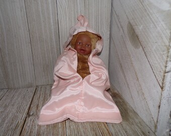 Vtg Satin Nylon Small Doll Snuggle Bedding, Vintage Doll Blanket, Vtg Doll Clothes Pink Doll Bedding, Memories, Gift Daysgonebytreasures