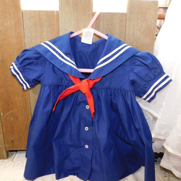 Marinaio blu scuro e redd Baby Girl Dress, abito marinaio Vintage, Baby Girl Dress, abito primavera estate ragazze,