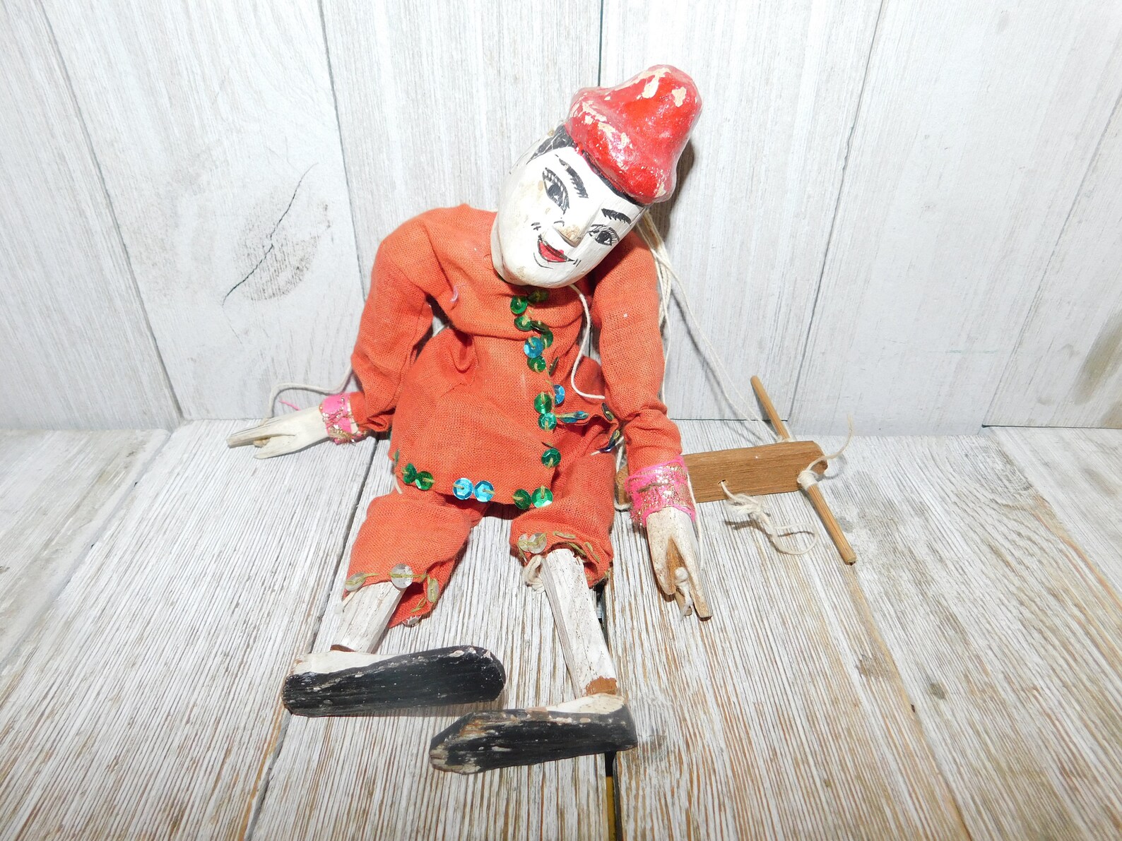 Vintage Orange Wood Puppet Vintage Puppet Wood Etsy