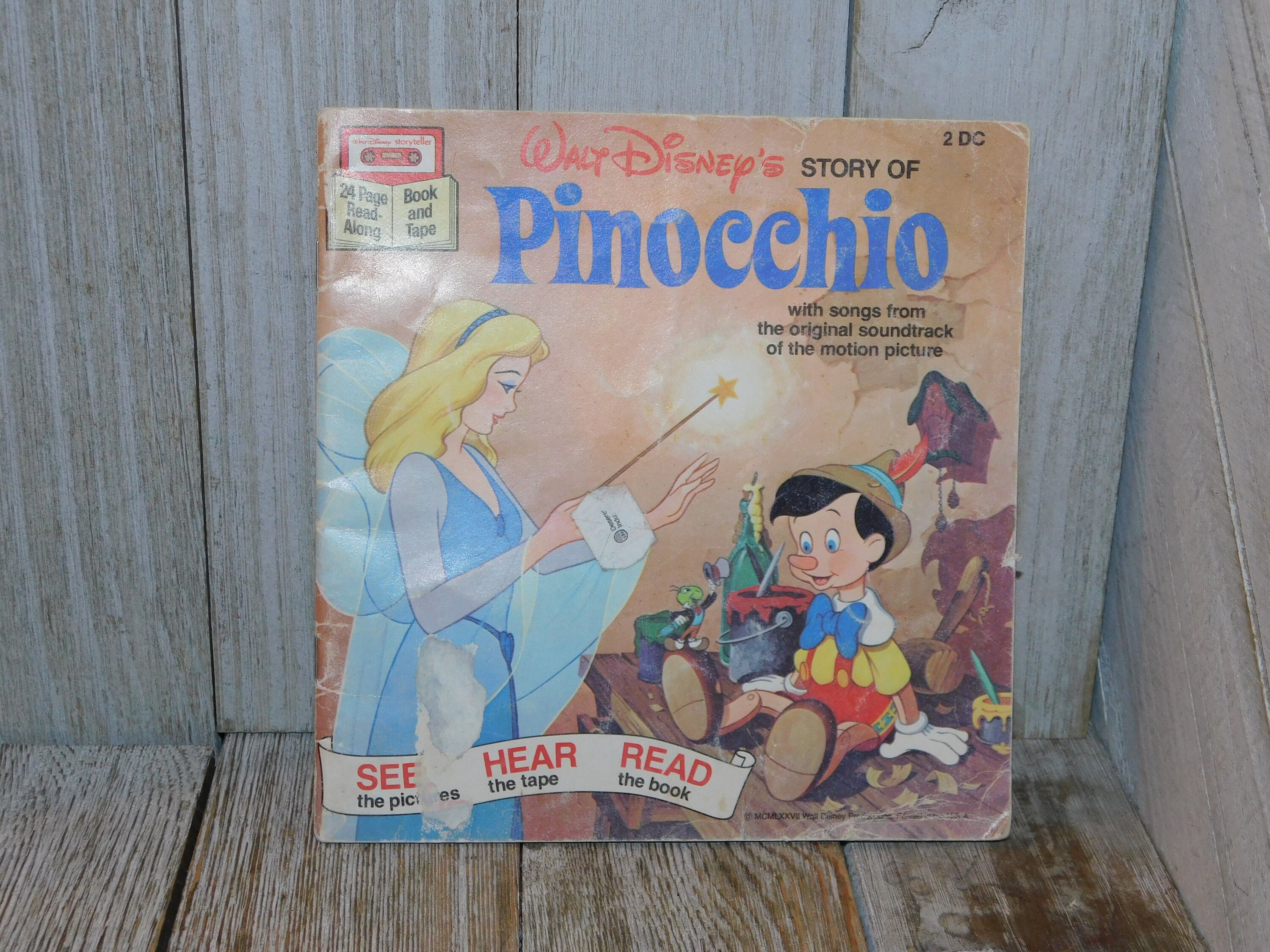 Pinocchio Walt Disney Tape Book NO TAPE See Hear and Read