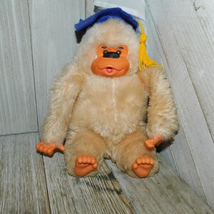Russ Graduation Gorilla Ape Vintage Gorilla w Rubber face hands feet Vtg Stuffed Animals Vintage Toys Gift Prop Daysgonebytreasures *c