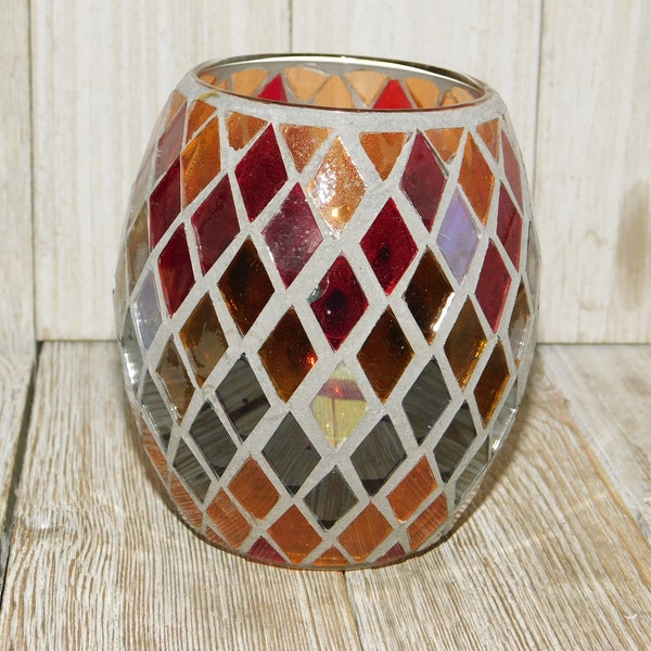 Vtg Candle Holder, Mosaic Crackled Candle Holder, Mosaic Candle Holder, Crackled Candle Holder, Candles, Vintage home Decor, Mosaic *