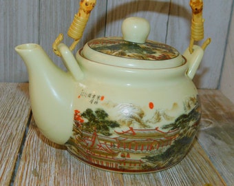 Teapot Asian Teapot Made in China, Vtg Small Teapot, Bamboo Handle Teapot, Kitchen, Memories, Gift, Prop, Daysgonebytreasures,