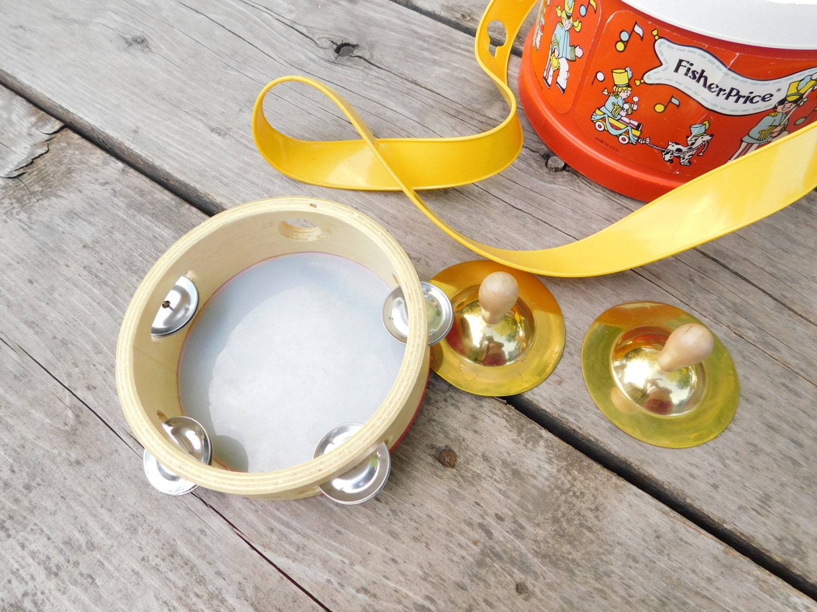Vintage Fisher Price Toy Marching Drum Drum With Cymbals and Etsy