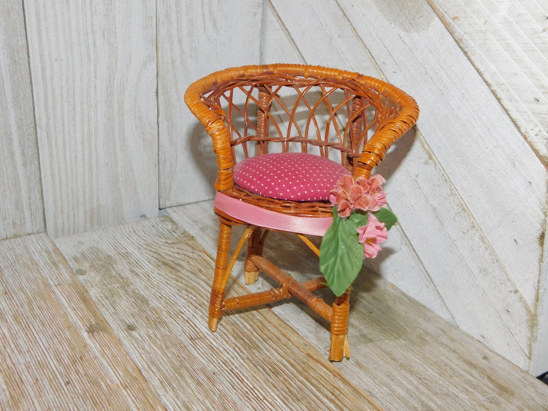 Vintage Wicker Brown Chair, Vtg Small Brown Wicker Doll Chair, Vtg Doll ...
