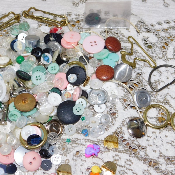 RESERVED Buttons, metal Rings, Other Craft Things Mostly Buttons Grab Bag, Button Crafts, Bells :)s*