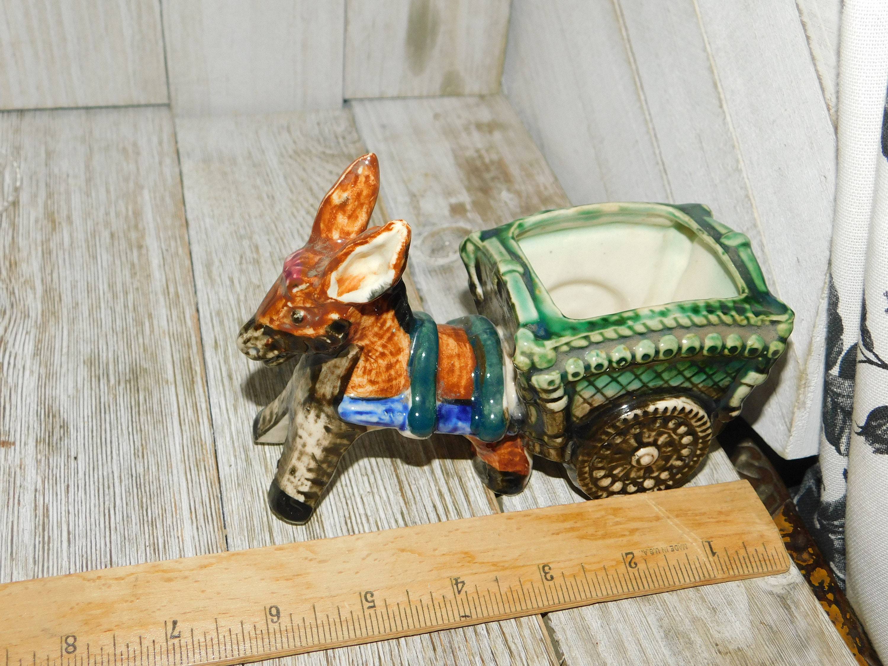 Vintage Donkey Pulling Cart Planter Donkey Planter Donkey Etsy