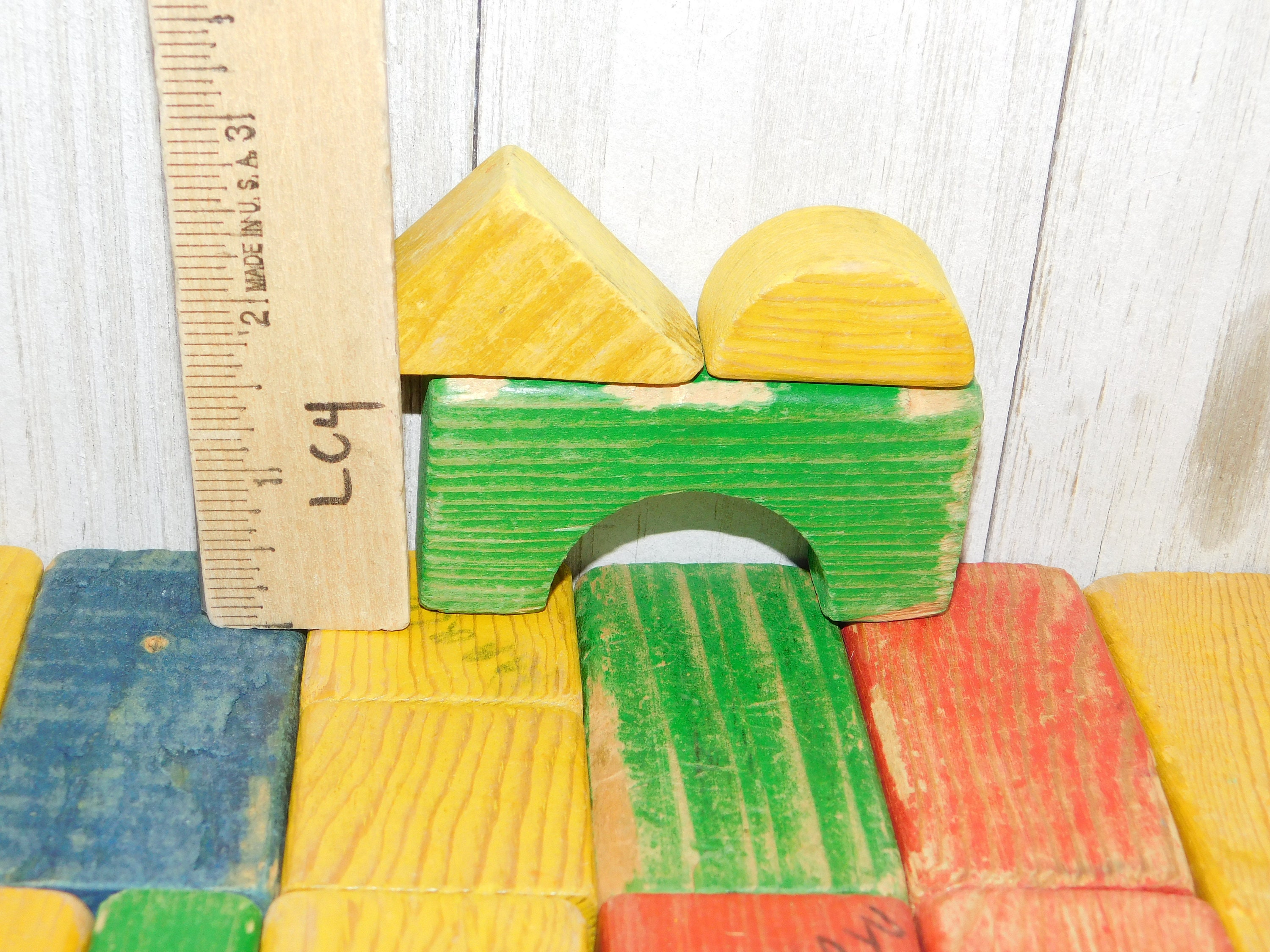 Vintage Building Blocks Wood Building Blocks Vintage Blocks Etsy