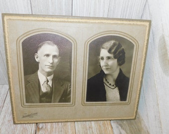 Vtg Antique Couple Photo in Frame Cardboard Frame Old Photo Lady Photo Gentlemen Photo Home Decor Memories Gift, Prop Daysgonebytreasures *y