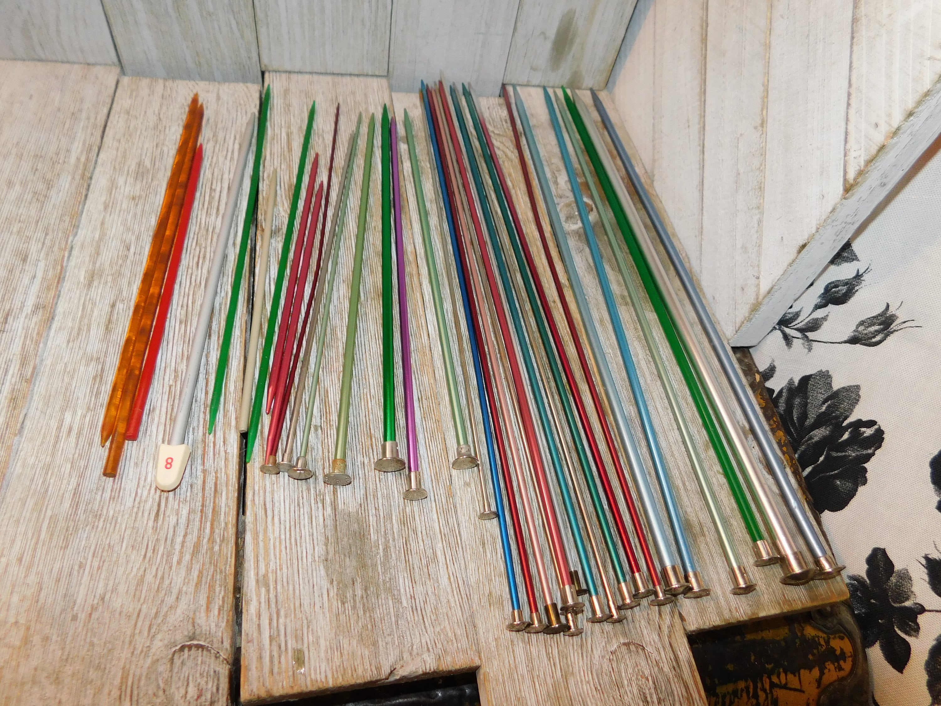 Vintage Aero 10 & 12 Knitting Needles Lot of 8 Metal England Reg. No.  842474