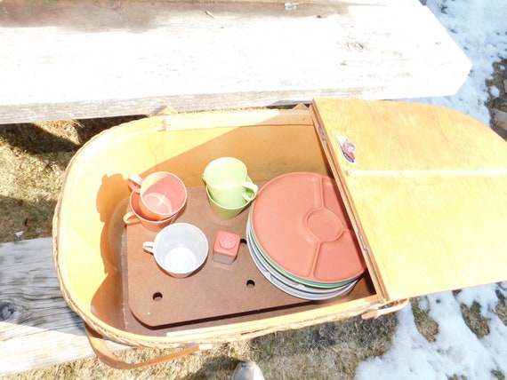Picnic Basket with Tray, Picnic Basket, Wooden Wea