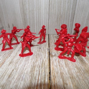 Cowboys Indians, Toy Plastic Man Dark Red,  Vtg Plastic Toys, Western Toys,  Plastic Toys, Childhood Memories, Gift, Daysgonebytreasures *