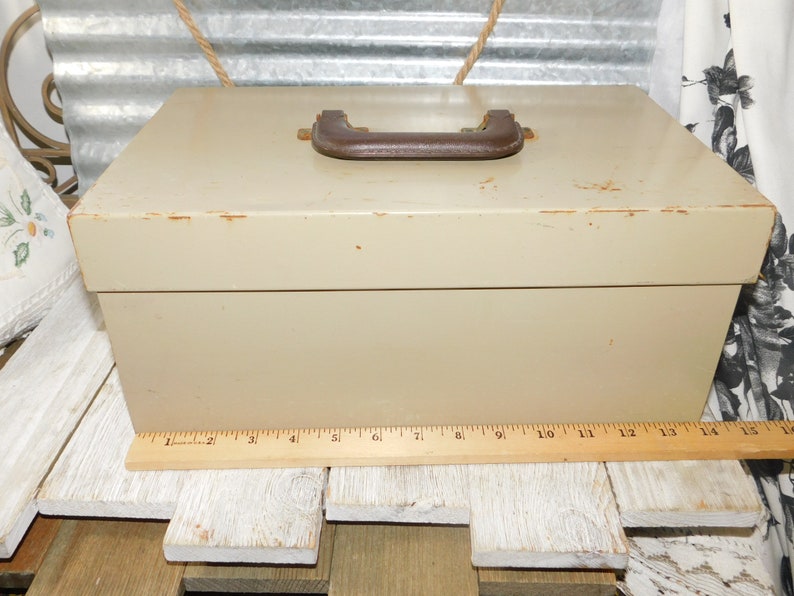 File Box Heavy Vintage Well made Metal Storage with Handle Etsy