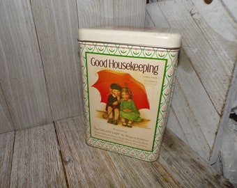 Vtg Tin Good House Keeping Tin Box, Tin Can, Cookie Tin, Square Tin, Vintage Kitchen Decor, Vtg Home Decor, Memories Daysgonebytreasures *y