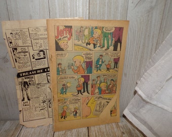 Jerry The Junk  Old Comic Book, Very Worn, Crafts, Frame Wall Art, Home Decor, Memories, Gift, Prop, Daysgonebytreasures