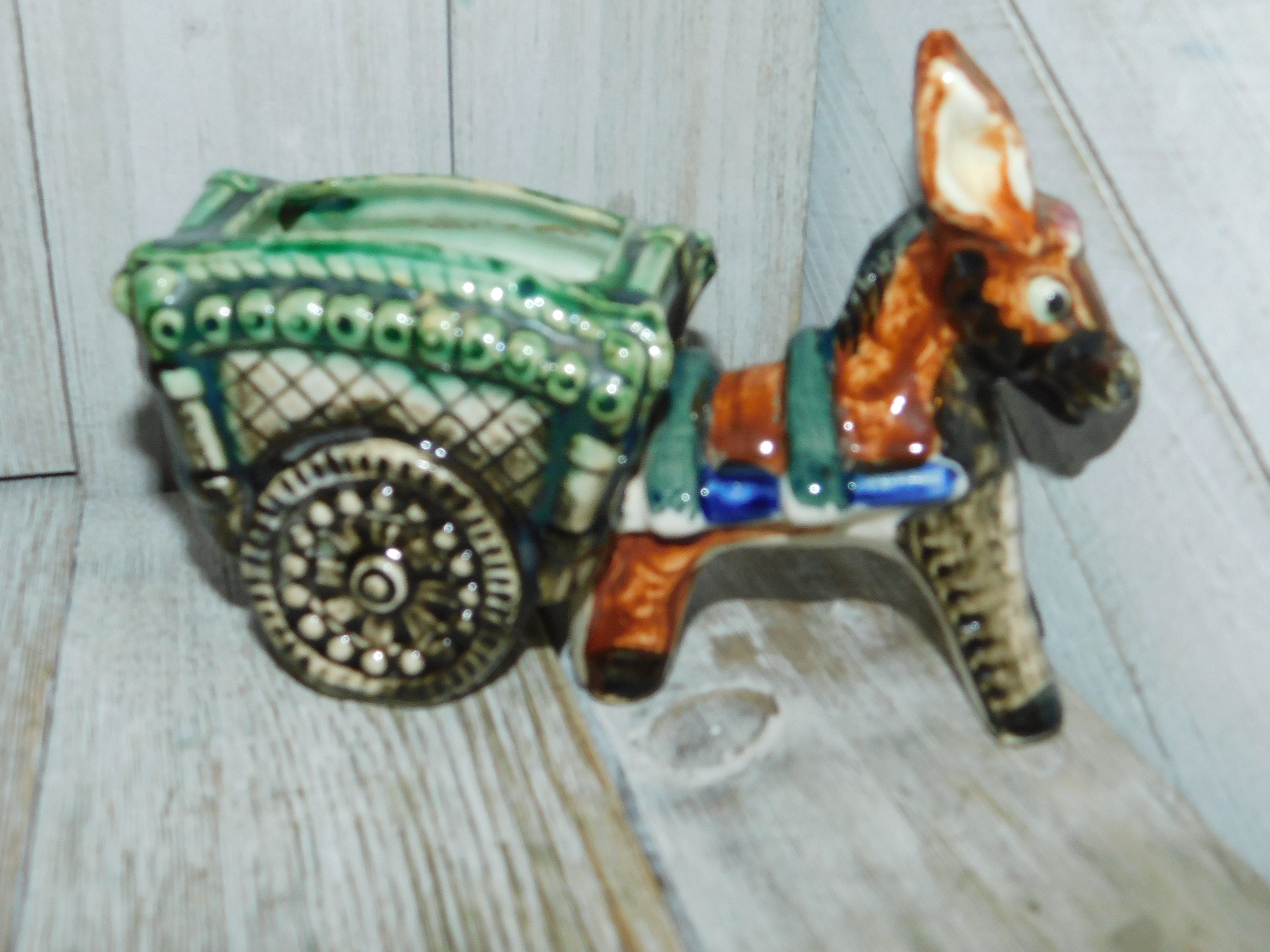 Vintage Donkey Pulling Cart Planter Donkey Planter Donkey Etsy