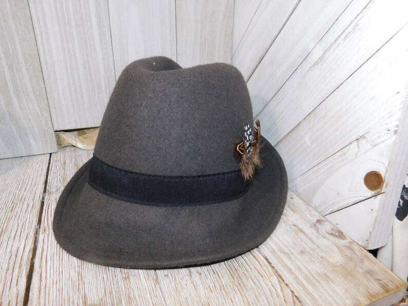 Vintage Felt Dark Brown Men's Hat With Feathers Charlotte Etsy