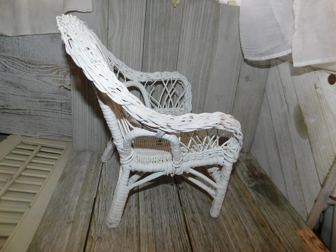 Vintage White Wicker Doll Chair Vintage Wicker Doll Chair Etsy
