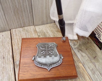 Untied States Solid Walnut Pen Holder, Military, Vintage Office Decor, Memories, Gift, Prop, Daysgonebytreasures *y