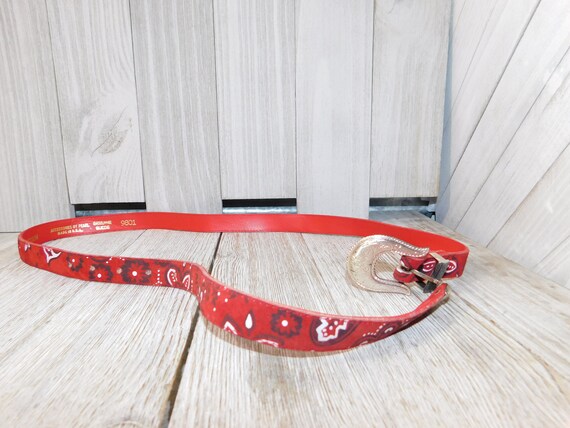 Vintage Paisley Red and White Cowgirl Belt, Vinta… - image 1