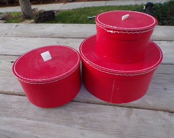 Vtg Set of 3 Nesting Boxes, Storage Boxes, Card board Boxes, Small Hat Boxes, Round Boxes, Memories, Gift, Prop, Daysgonebytreasures *