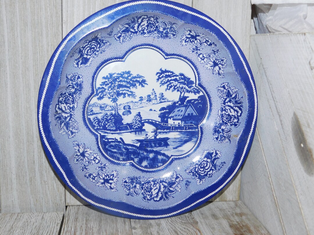 Vintage the Tin Box Company of America Vintage Blue White Tin Etsy