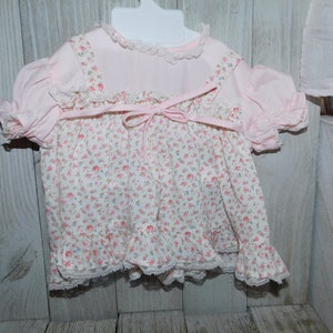 Newborn Baby Girl Dress Pink White, 0 -6 Mo, Vtg Baby Girl Dress, Baby girl Pink Rose Flower Dress, Doll Dress, Daysgonebytreasures *y