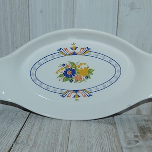 BAKING DISH Oval Flower Baking Dish, Vegetable Dish, Au Gratian Dish, Country farm Kitchen, Vtg Kitchen, Prop gift Daysgonebytreasures D*