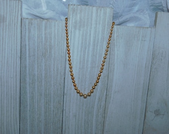 BEADED GOLD NECKLACE, Small Vintage Bead Necklace, Vintage Jewelry, Women's Jewelry, Dress up, Gift, Prop, Memories, Daysgonebytreasures *y