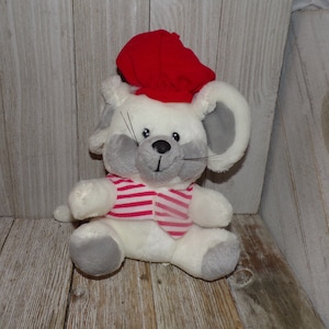 Vtg Plush Peter Peppermint Mouse 1988 Plush Mouse Vtg Stuffed Animal, White Red Mouse Vintage Toys Memories Gift Prop Daysgonebytreasures *y
