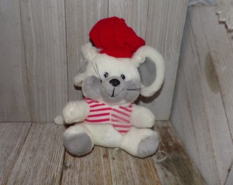 Vtg Plush Peter Peppermint Mouse 1988 Plush Mouse Vtg Stuffed Animal, White Red Mouse Vintage Toys Memories Gift Prop Daysgonebytreasures *y