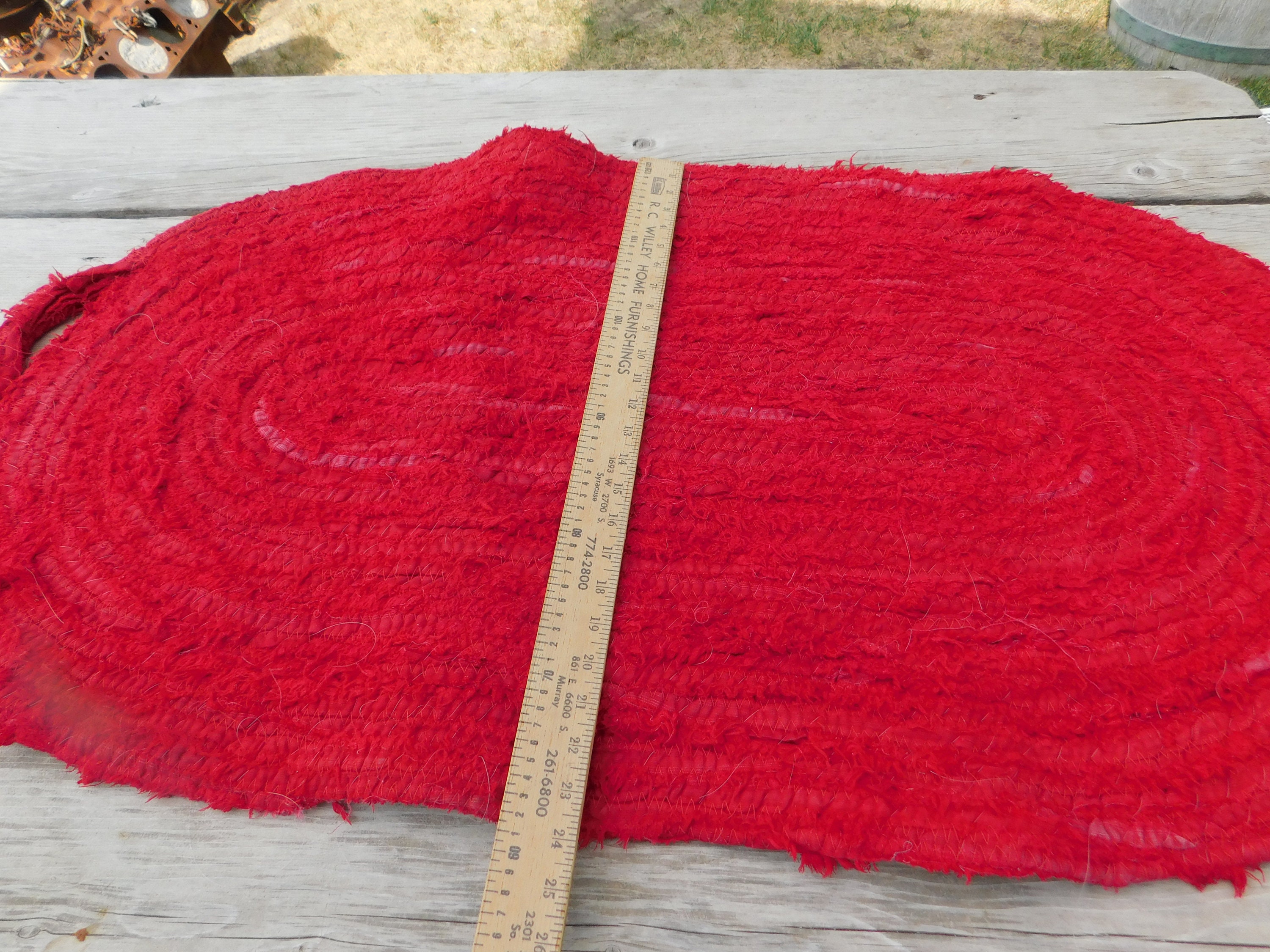 Vtg Red Oval Rag Rug Vintage Red Rug Bathroom Oval Rug Etsy