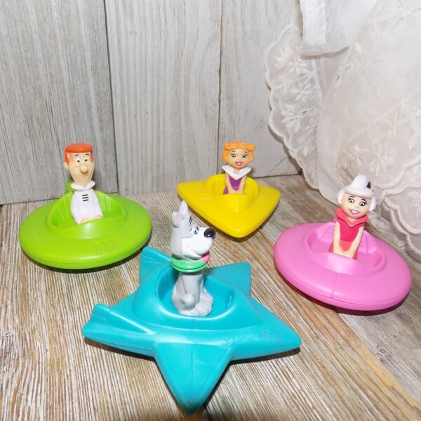 Juguetes de naves espaciales de Los Supersónicos de 1989, juguete de menú infantil, juguetes de Wendy's, juguetes vintage de Hanna-Barbera, adorno para pastel, recuerdos, regalo, accesorio, Daysgonebytreasures *y
