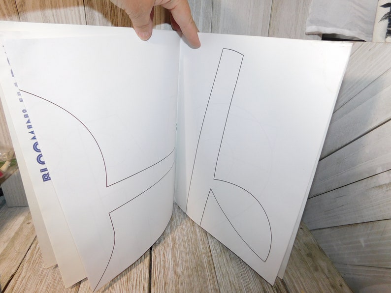 May include: An open book with blank pages and a black line drawing of a shape on each page. The book has a blue and white title on the spine that reads "BIG IDEAS".