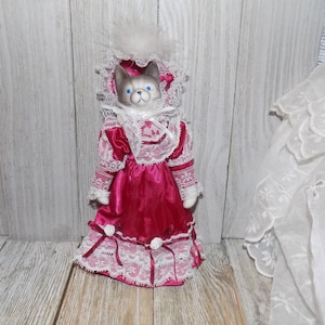 Cat Doll, Kitten Doll, Victorian Cat Doll, Anthropomorphic Vtg Home Decor, Vtg Doll, Memories, Gift, Daysgonebytreasures *y