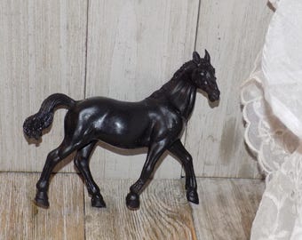CABALLO NEGRO NO SE MANTIENE DE PIE, Adorno para tarta, Juguete vintage, Juguete de plástico, Recuerdos, Regalo, Atrezo, Daysgonebytreasures *y