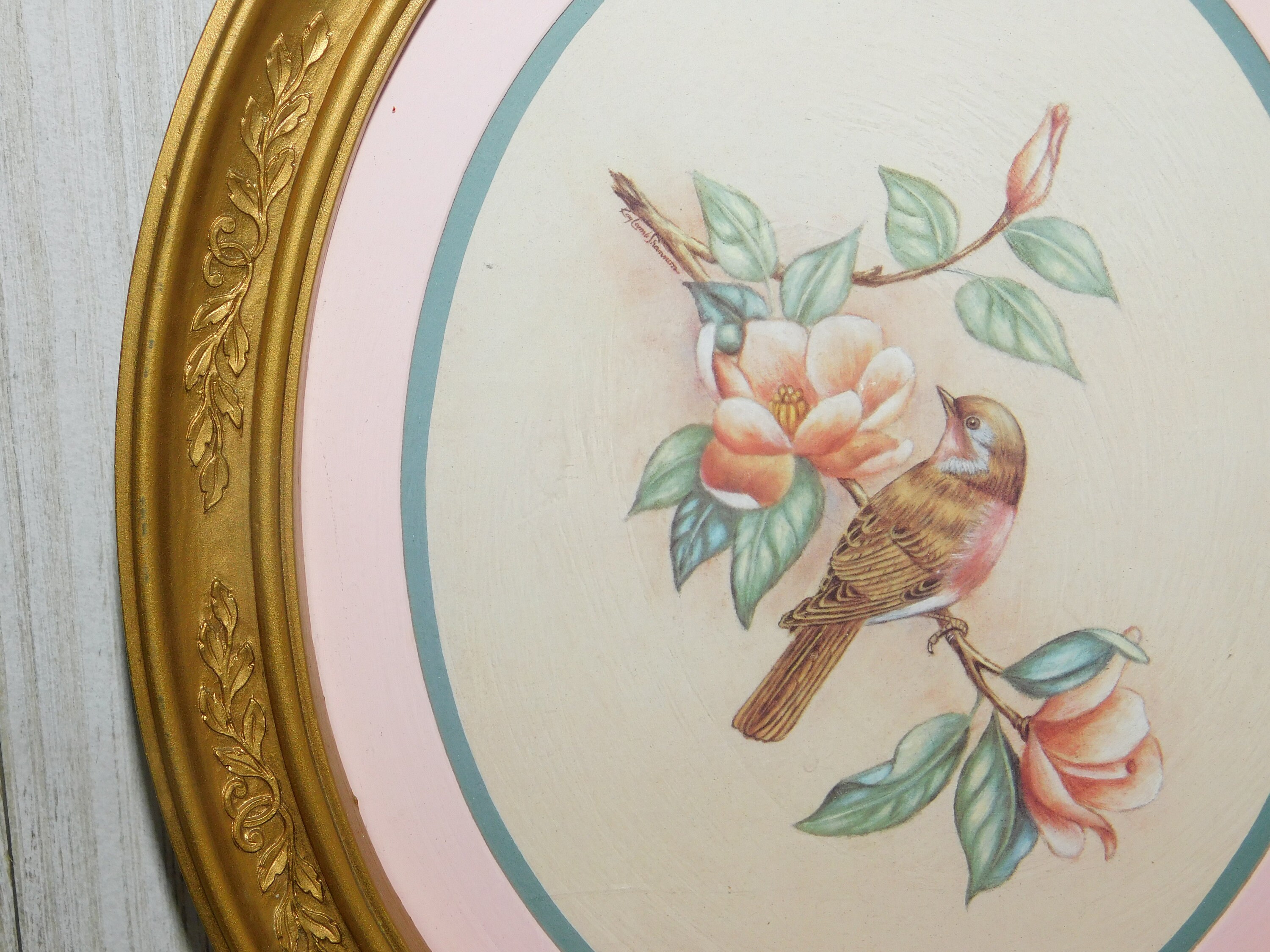 Vintage Oval Bird Picture Birds Vintage Home décor Country Etsy