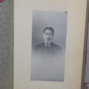 ANTIQUE PHOTO GENTLEMEN,  Card Board Folder Velum Black White, Memories, Gift, Prop, Daysgonebytreasures *y