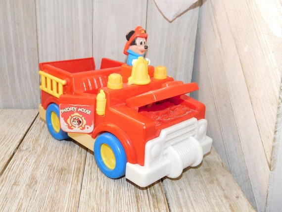Vintage Mickey Mouse Fire Truck Shape Sorter Toy 1989 Juguetes