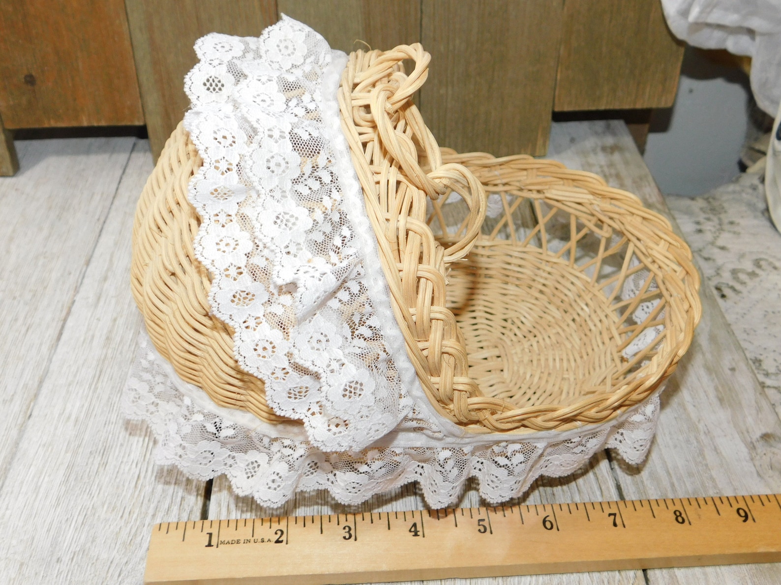 Vintage Hanging Wicker Doll Basket Small Doll Wicker Basket Etsy