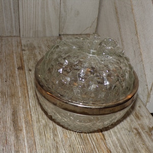 Crystal APPLE Bowl Candy Bowl w Lid, Small Bowl, Vintage Teacher Gift, Prop, Crystal, Gift, Memories, Prop, Daysgonebytreasures **
