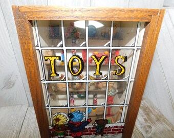 Vtg Toy Store wood Diorama w Children Lookin Miniatures Vtg Diorama Winter Decor Vtg Home Decor Gift Prop Memories Daysgonebytreasures,*